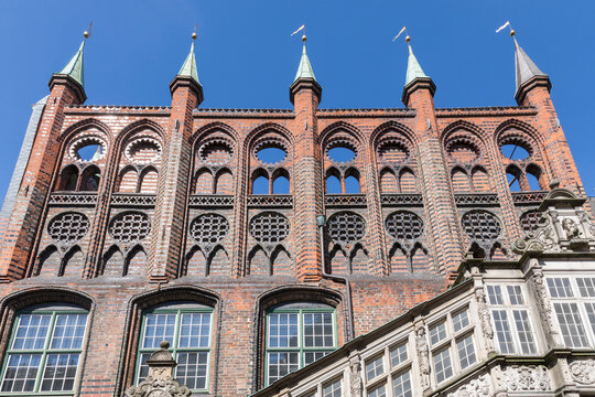 Main Facade of medieval L&uuml;beck town hall