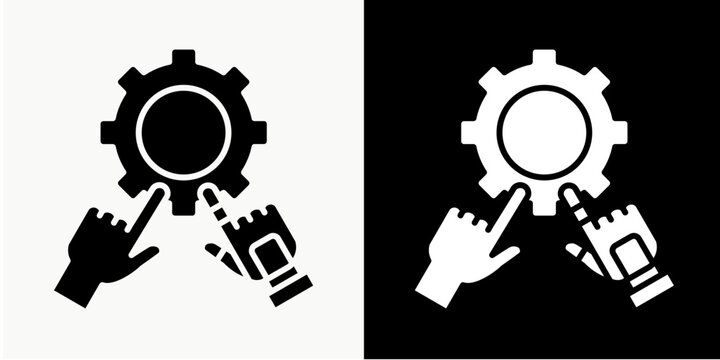 Collaborative Robots  Icon Set White Glyph  Style Collection
