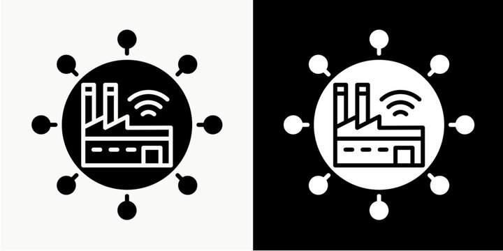 Industrial Network  Icon Set White Glyph  Style Collection