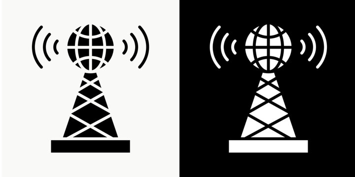 Wireless Communication  Icon Set White Glyph  Style Collection