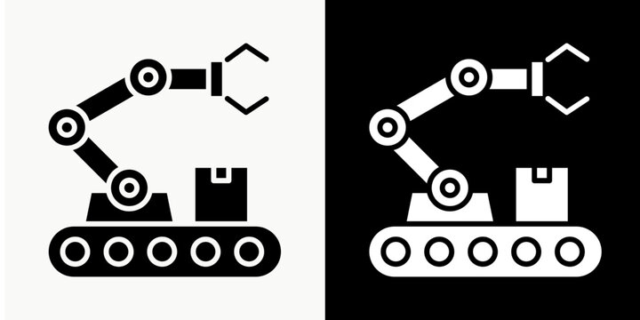 Industrial Automation  Icon Set White Glyph  Style Collection