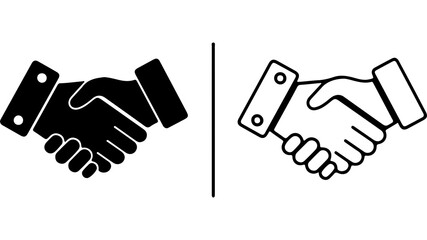 Obraz premium Business Handshake Icons Set Solid and Outline
