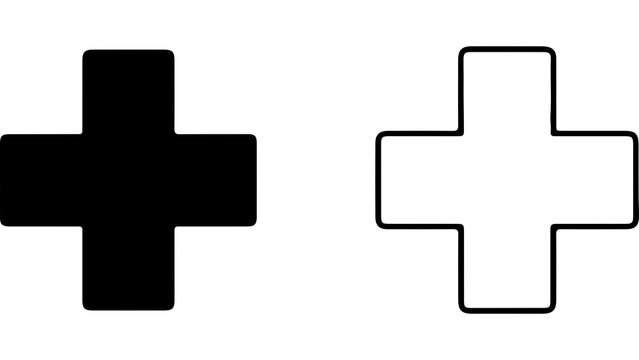Minimalist Plus Sign Icons In Solid And Outline