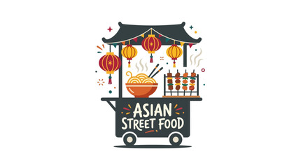 Fototapeta premium Asian Street Food Cart Illustration.