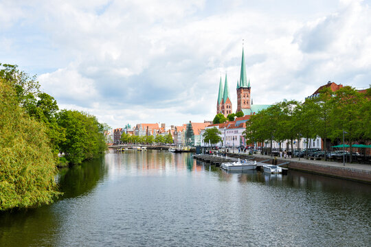 L&uuml;beck old town, view from Untertrave river
