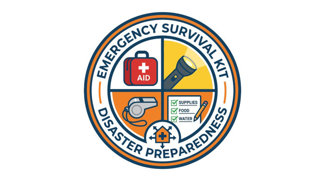 Emergency Survival Kit Disaster Preparedness Sign.
