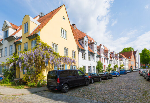 Cobblestone street at the edge of L&uuml;beck old town