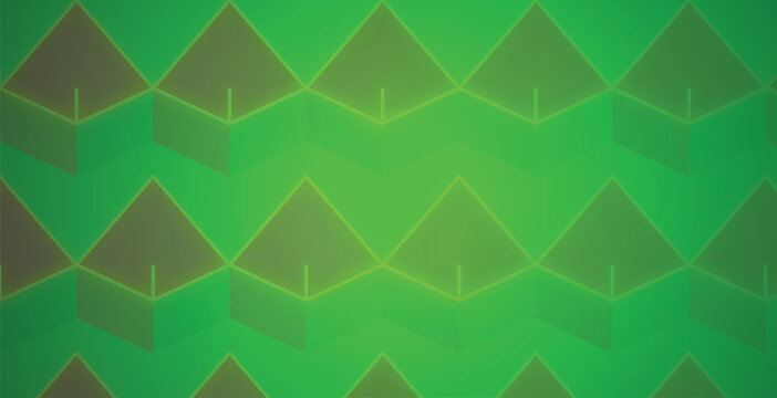 A vivid green abstract background featuring a large scale repeating pattern of geometric triangular forms.