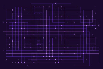 Fototapeta premium Abstract purple digital network grid with connected glowing nodes and lines