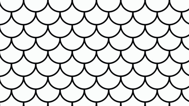 Seamless Pattern of Black Mermaid Scale Shapes on White Background texture