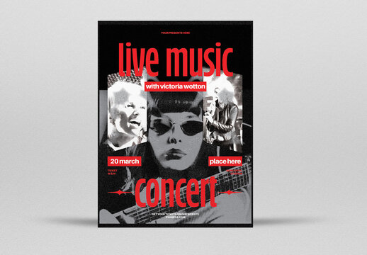 White Grunge Live Music Event Flyer