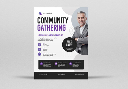 White Modern Community Gathering Flyer