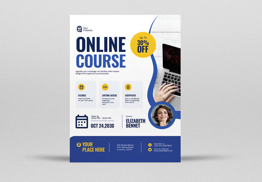 White Modern Online Course Flyer