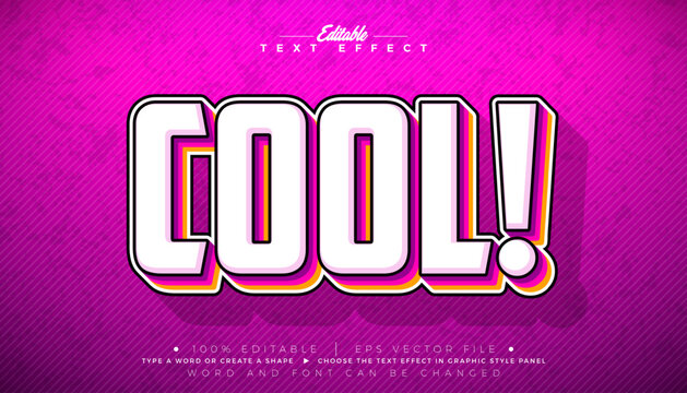 Cool Text Effect Design Editable Comic Vector Graphic Style with Retro 3d Colorful Typography on Pink Background. Premium Customizable Mockup Illustration Template for Greeting Card, Sale Banner