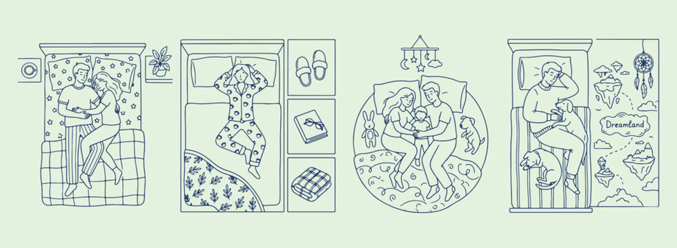 Cozy bedroom scene, relaxing home interior, peaceful sleep time, comfort living space, creative line art illustration, minimal vector graphic, clean style
cozy, bedroom, scene, relaxing, home, interio