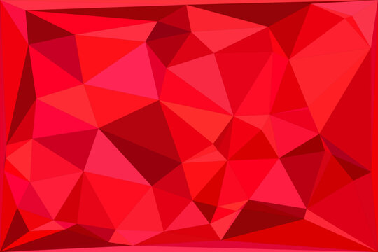 Abstract red low poly background featuring geometric mosaic pattern with sharp sharp edges.