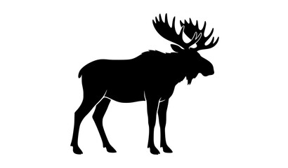 Fototapeta premium Black Moose Silhouette Vector Illustration Isolated on White