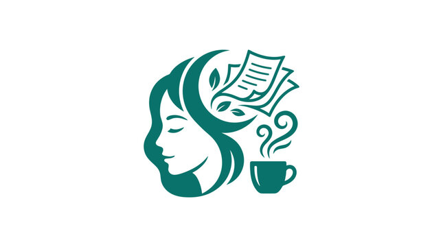 Woman with coffee and documents.
