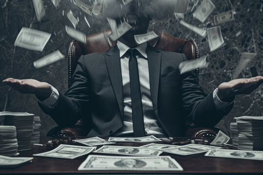 bussinessman and money ,crypto currency  and arbitrage.