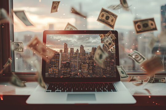 bussinessman and money ,crypto currency  and arbitrage.