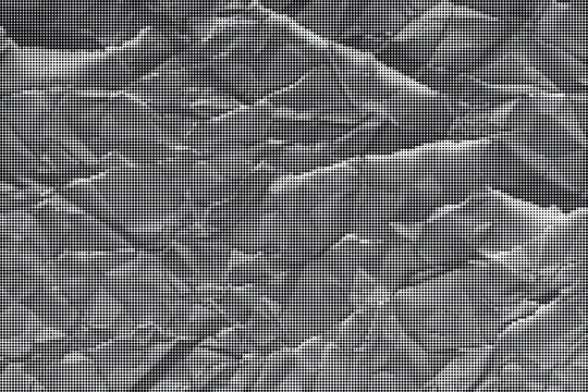 Crinkled gray material with transparent background texture fills the frame