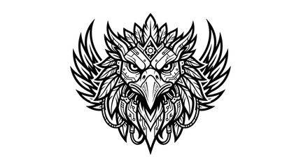 Obraz premium Detailed Illustration of a Majestic Griffin Head with Intricate Feathers.