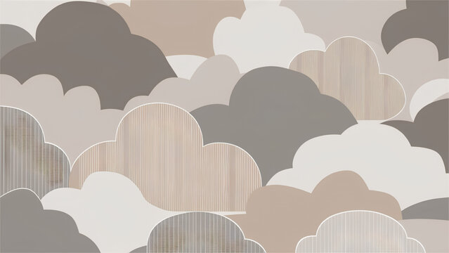 Soft pastel clouds pattern design with abstract fluffy shapes and textures