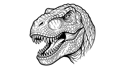 Naklejka premium Detailed Line Art Illustration of a Tyrannosaurus Rex Head.