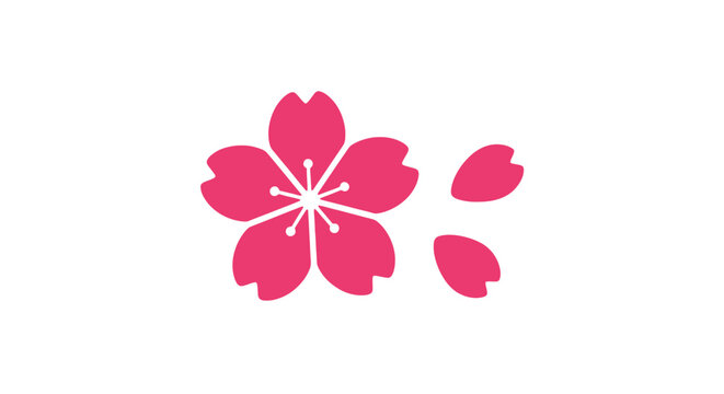 Pink Cherry Blossom Flower Icon Graphic.