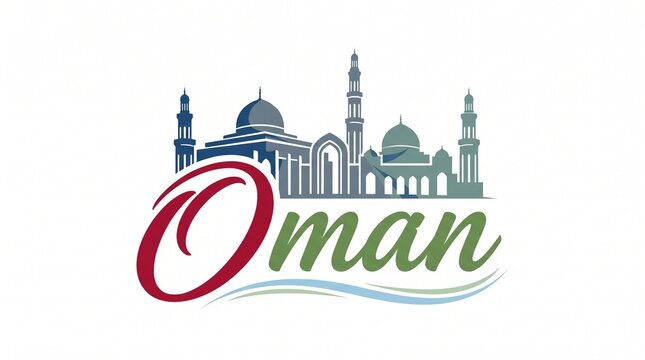 Vector illustration Oman National Day Celebration with flag in Oman national day 18 th November, Oman Land mark, Oman monument, city scape