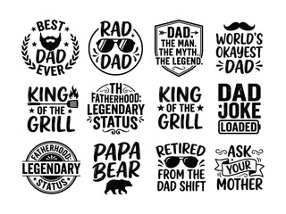 Fototapeta premium Funny Dad Joke and Grill Master Badges Design Collection Isolated