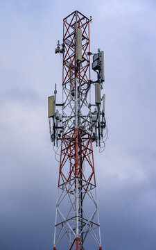 telecommunication tower with antennas