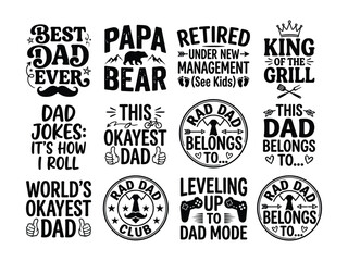 Obraz premium Funny Dad Joke and Grill Master Badges Design Collection Isolated