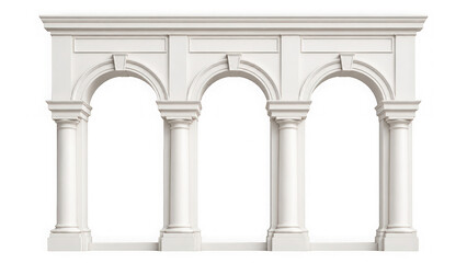 Obraz premium Classic architectural archway with columns isolated on transparent background