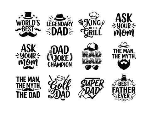 Funny Dad Joke And Grill Master Father Themed Vector Designs Isolated
