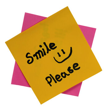 Smile please sticky note on colorful paper