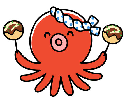 たこ焼き　かわいいタコのキャラクター