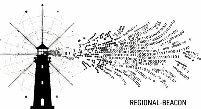 Lighthouse shining light of digital data and information