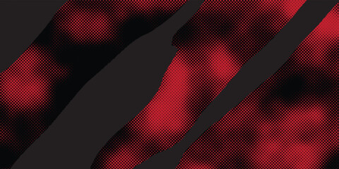 Aggressive esports tournament championship banner with red halftone matrix background design © MOH