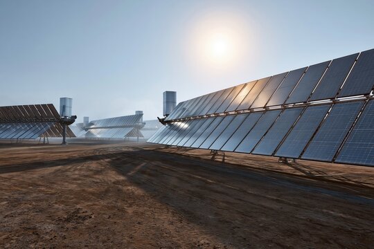 Solar panels array generating clean renewable energy