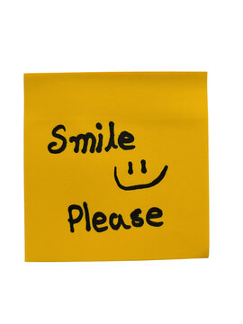 Yellow sticky note with smile please message