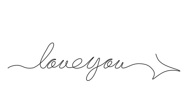 One Line Illustration &ndash; &ldquo;Love You&rdquo; Typography Design