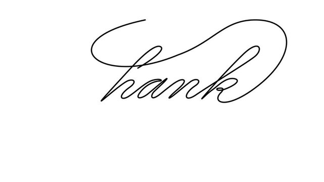 One Line Illustration &ndash; Thank You Text Design