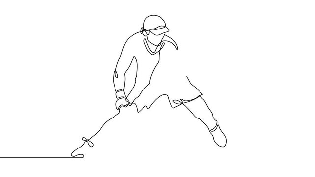 sketch of a maOne Line Illustration of a Tennis Playern
