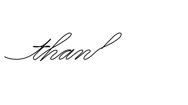 One Line Illustration &ndash; Thank You Text Design