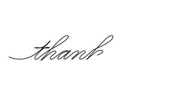 One Line Illustration &ndash; Thank You Text Design