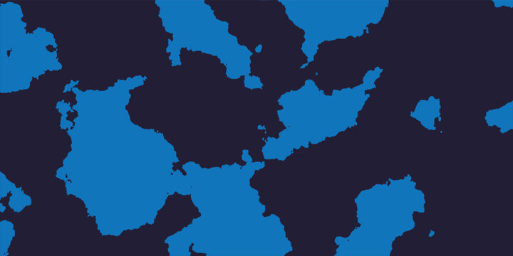 Abstract oceanic navigation map with bright blue organic island contours background design