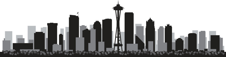 SEATTLE city skyline prepared in vector © Evren Mörel