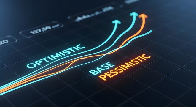 Three Futuristic Growth Lines Optimistic Base Pessimistic