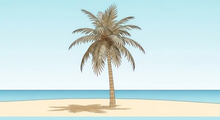 Fototapeta premium Minimalist palm tree on a tropical beach